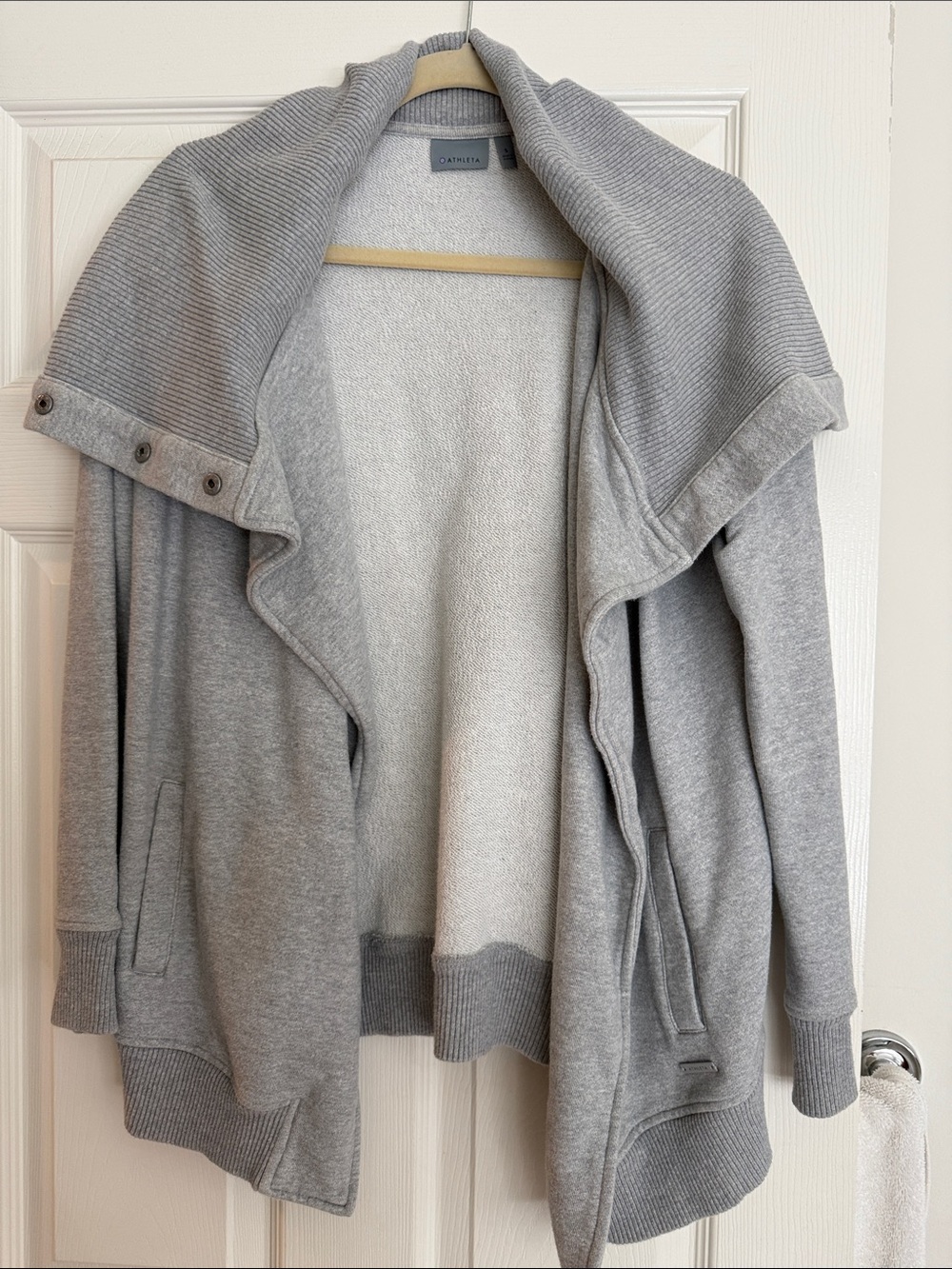 Heather Gray Open-Front Shawl Collar Jacket